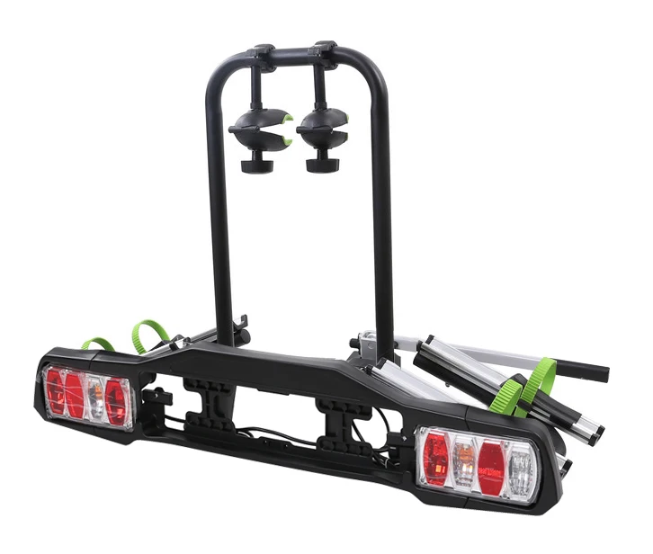 Rear mounted 50mm 2 inch tow bar bicycle carrier rack wheel support platform for SUV with lock and 13 pins light for 2 bikes