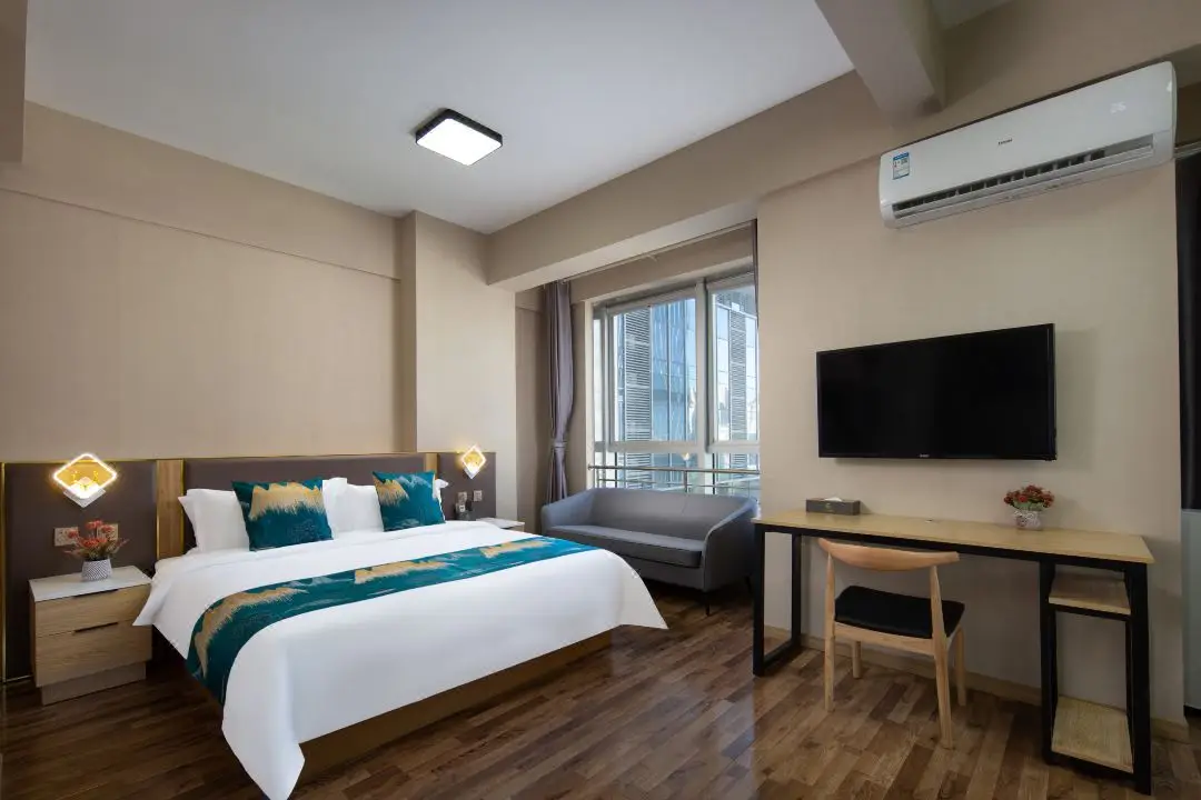 Choice Business hotel guest furniture set Modern customized wooden leather fabric upholstery furniture for Hotel apartment