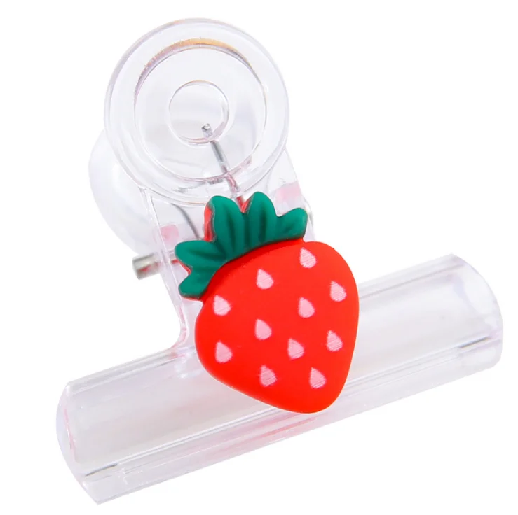 Creative plastic clear clips with fruit shaped decorate cute test paper clip for school and office stationery gift food bag seal