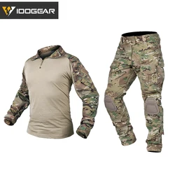 IDOGEAR Men New Verson G3 Assault Multicam Camouflage Tactical Hunting BDU Combat Uniform Set with Knee Pads Elbow Pads