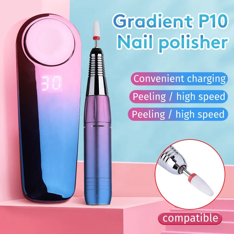Professional 25W Nail Supplies Carbide Bit Pedicure Manicure Polisher Machine Portable Rechargeable 35000rpm Electric Nail Drill