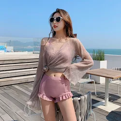 Breathable  sun protection clothes and sexy women bikini sets cute swim wear