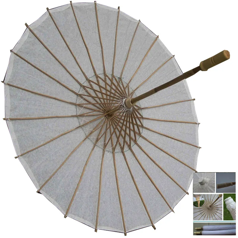 32 Inch Bridal Bridesmaid White Umbrella Diameter 84cm Paper Parasol Party Wedding Favor Summer Shade
