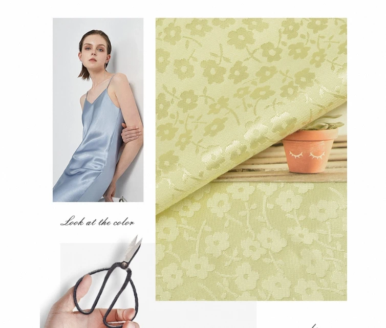 Small flower jacquard fabric, viscose rayon, artificial cotton jacquard spring/summer dress fabric