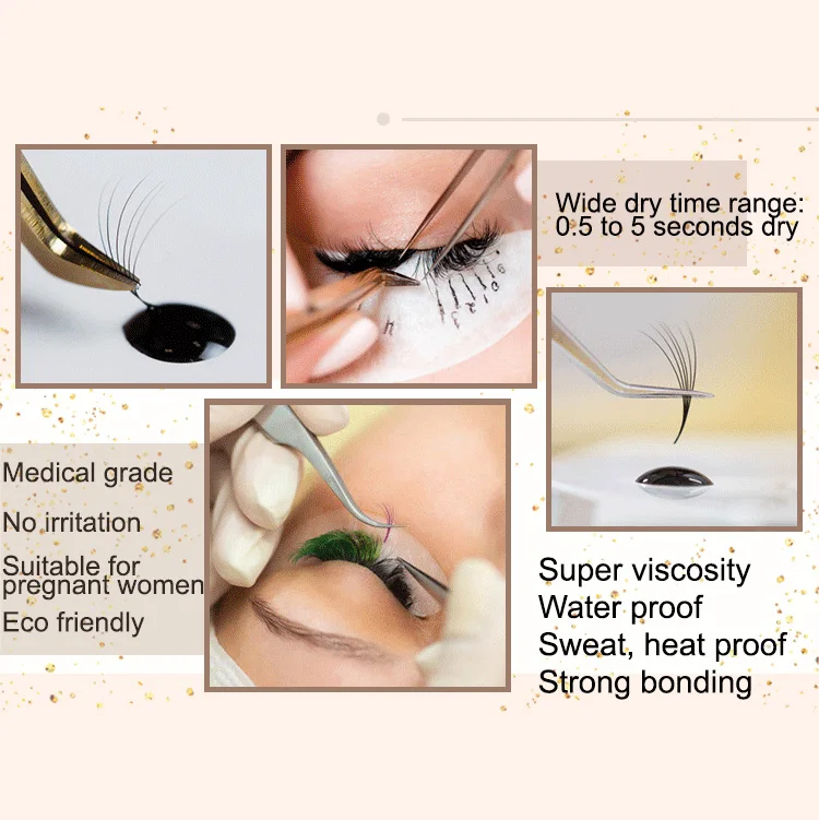 Professinal Sensitive Fast Dry Time High Temperature And Low Humidity Black Clear Eyelash Extensions Glue