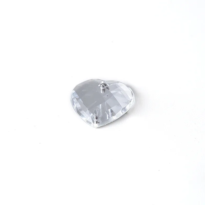 Love Shaped Peach Heart Acrylic Rhinestones Double Hole Hand Sewn Bead Decoration Drill Piece Rubber Stone Wholesale Clothing