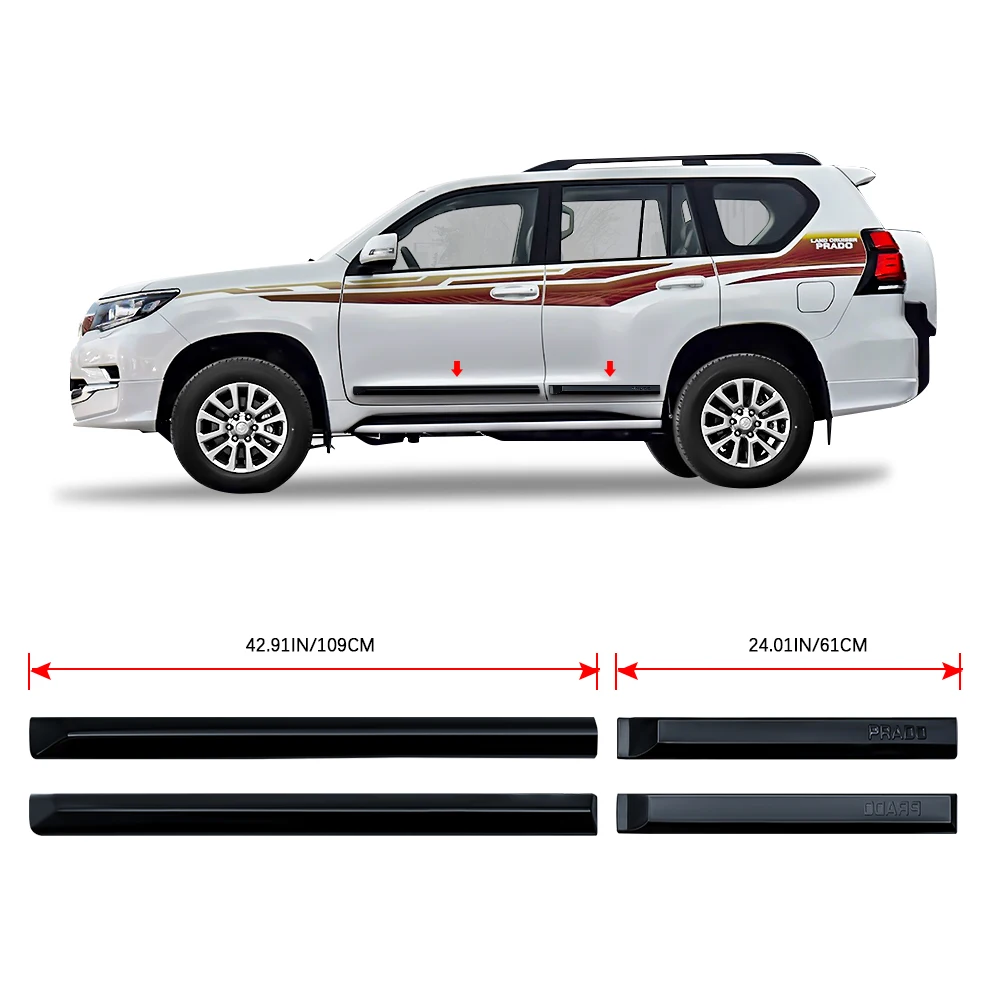 Auto Chrome Body Side Door Molding Moulding Protector Trim  ABS Plastic Chrome Car Body Side Door Molding Trim for Prado