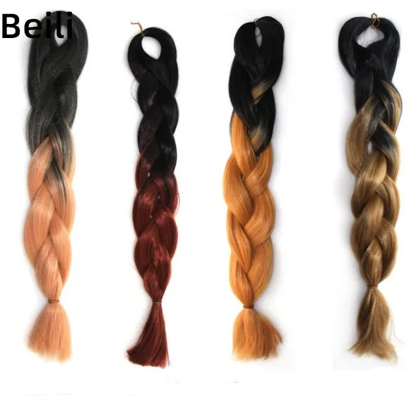 For Black Women Wig Styling Products 24 Inch 100g Two Tones Synthetic Braiding Hair Jumbo Braids Extensions Ombre Braid Hair