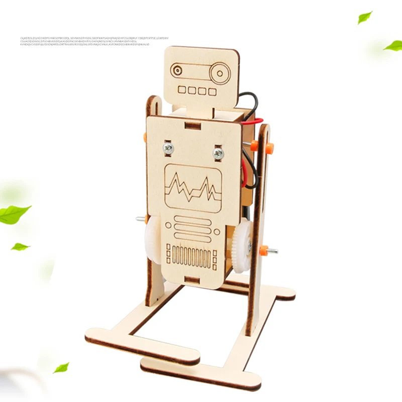 DIY Electric Biped Walking Robot Model Kits 3D STEM Physical Science Experiment Material Package Educational Montessori Wooden
