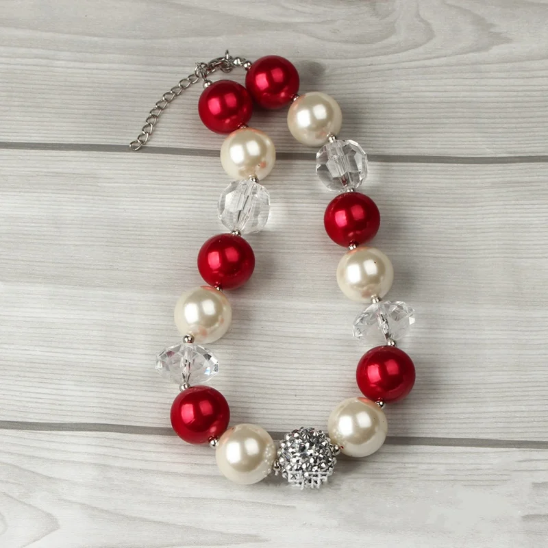 Женское рождественское ожерелье ручной работы, детское красное ожерелье из бусин