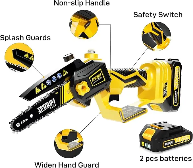 EU Stock 6 Inch Portable Brushless Mini Chainsaw Cordless High Quality Electric Chainsaw Handheld Small Saw