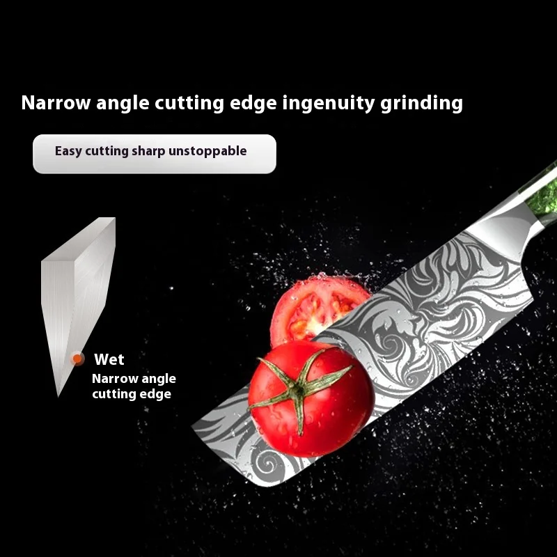 2024 The Newest Laser pattern kitchen knife set household stainless steel fruit meat chopper household chef knife kitchen knife