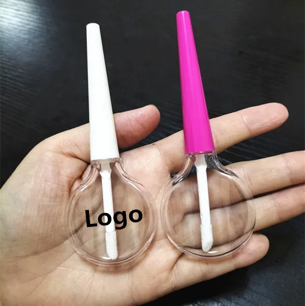 Empty lovely cute creative kids hot pink lollipop lip balm container white candy shaped lip gloss packaging tubes with wands
