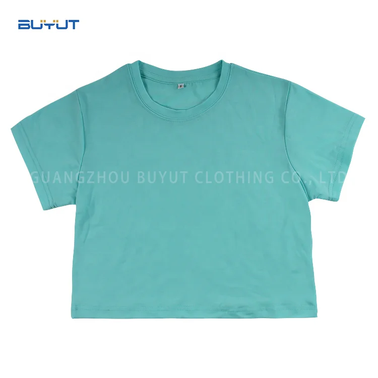Customize  round neck sexy lady clothes crop top plain color women crop top for sublimation