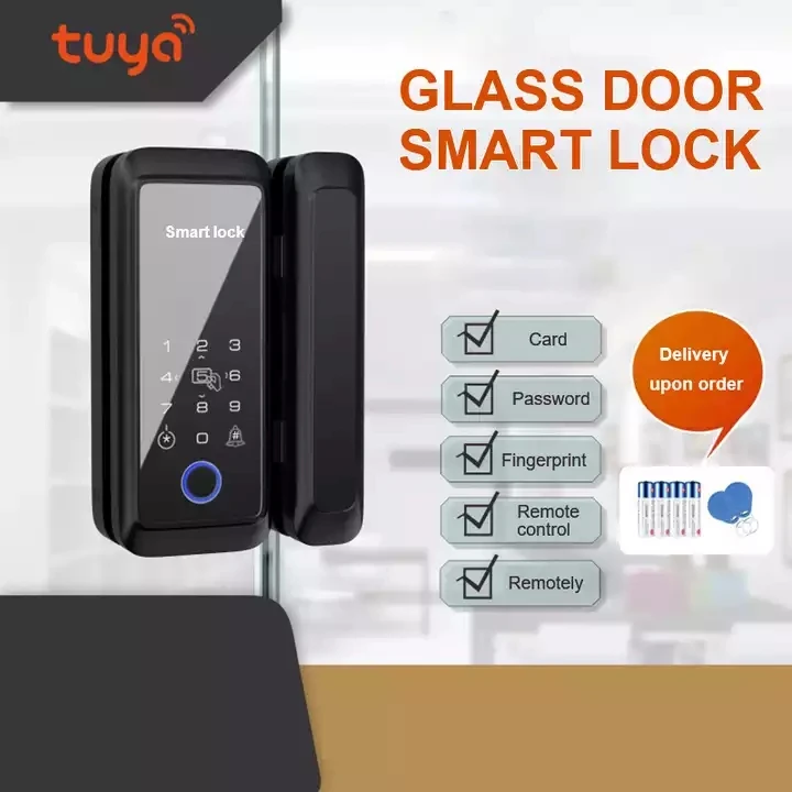 Smart Fingerprint Tuya Keyless Home Sliding Electric Lock Wifi App Tuya Smart Glass Door Lock