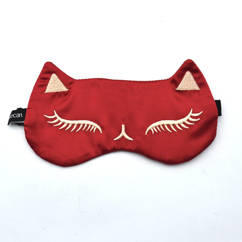 
100% Natural Silk Eye Mask Blindfold with Elastic Strap Cat Shape Soft Eye Cover Eyeshade for Sleeping With Travel 