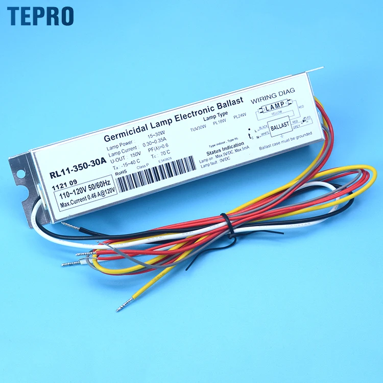 RL11-350-30A 10 Вт, 20 Вт, 30 Вт, 40 Вт, запуск предварительного нагрева T5, ультрафиолетовая бактерицидная лампа, электронный балласт для амальгамной лампы низкого давления