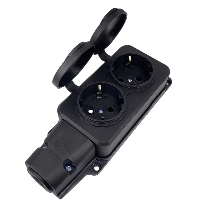 New IP54 16A 3500W EU 2 Gang Schuko f Type Outdoors Waterproof cover power socket Germany Russia Wireless Extension Power Strip