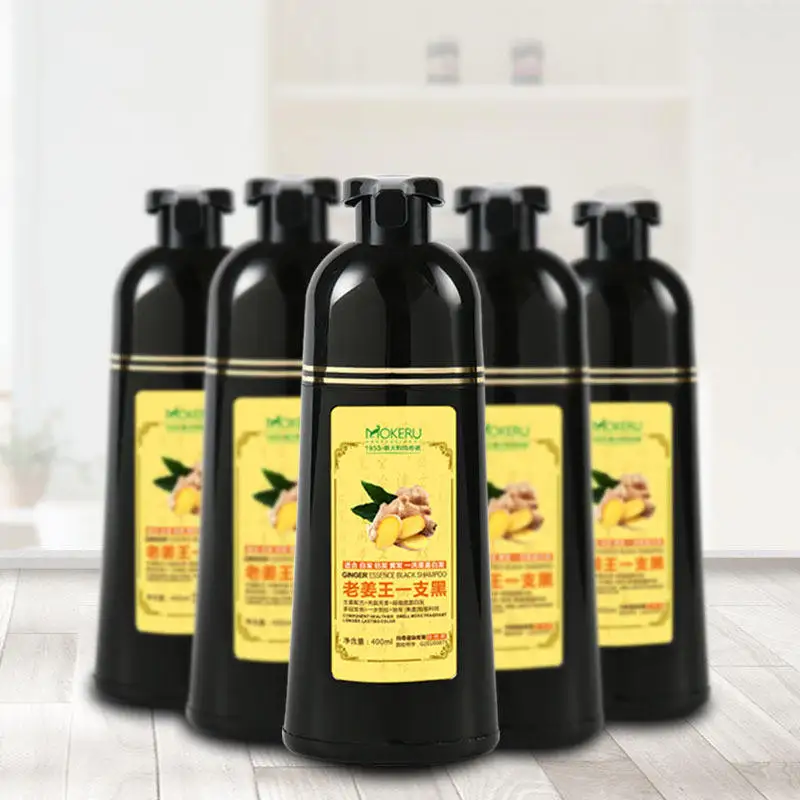 2024 wholesale Best Ginger shampoo for dyed/oily or thinning hair 500ML black hair color dye shampoo mokeru