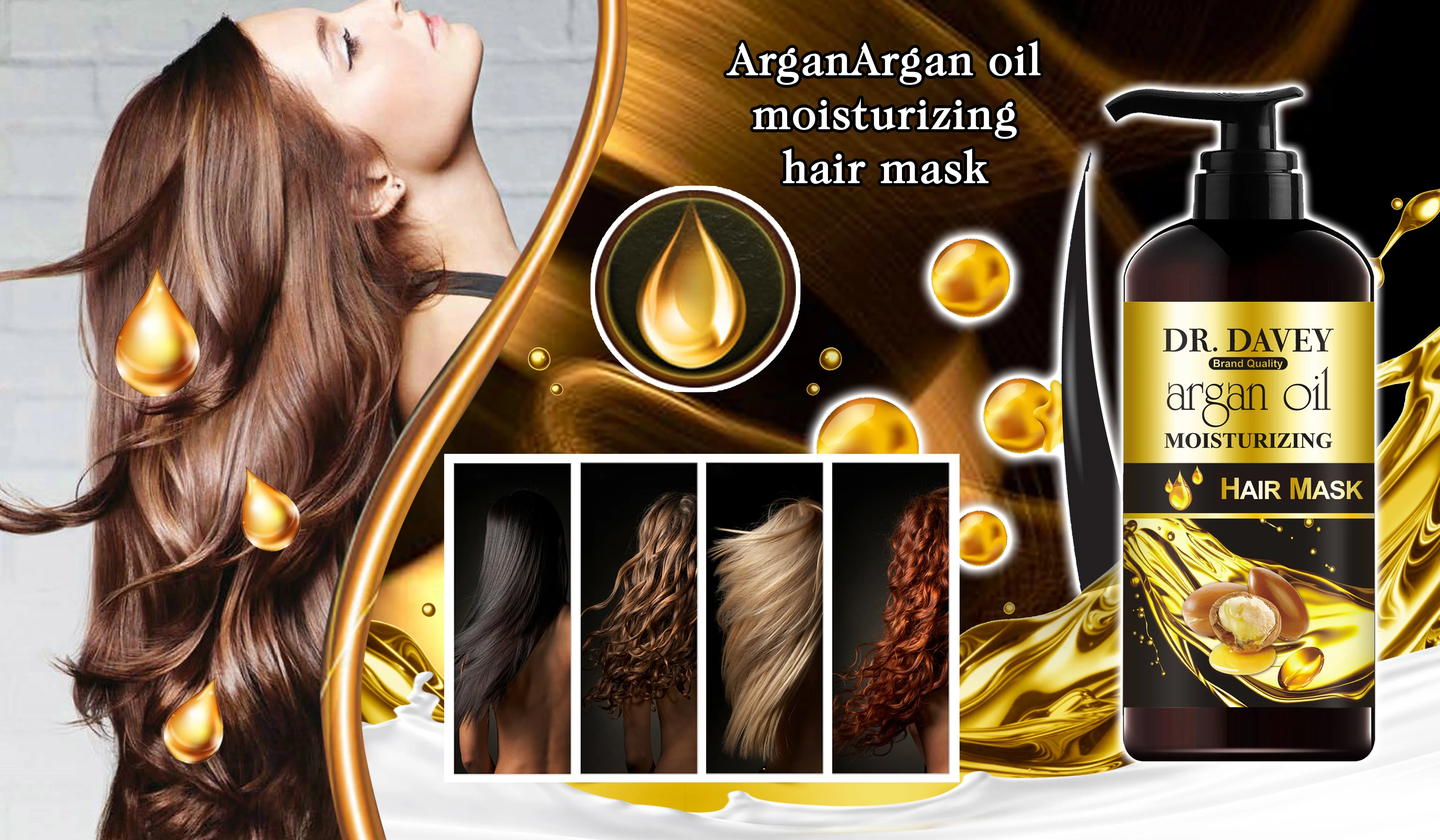 DR.DAVEY Argan oil Moisturizing Hair Mask 300ml private label customizable manufacturer