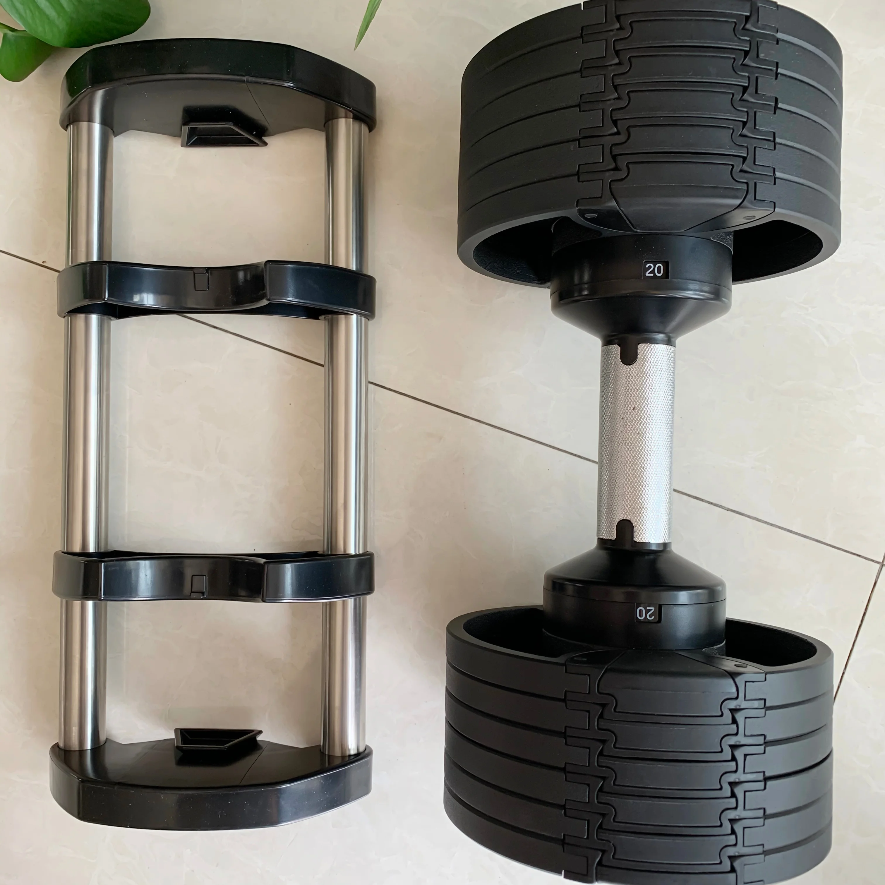 2020 Hot Selling Fast Delivery Bodybuilding Home Combination Adjustable Dumbbell Set 20kg 32kg Rack and Barbell Dumbbell Sets