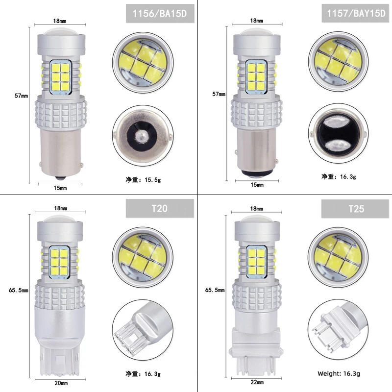 Turn Signal Lights T20 7440 7443 1157 BAY15D 1156 BAU15S BA15S Daytime Running Light Car Tail Backup Reverse Light 3030 30smd