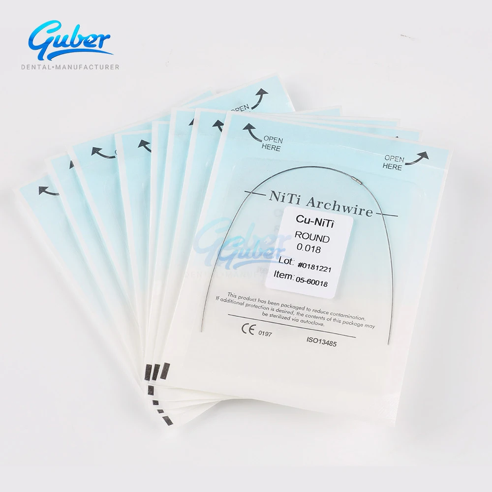 Manufacture Guber orthodontic equipment super elastic niti arch wires orthodontics thermal activated arch wires