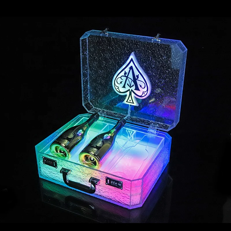 OEM Customized Ice rock Ace of Spade Premium Collection Suitcase Champagne Wine VIP Cup glass bottle storage lock wine box