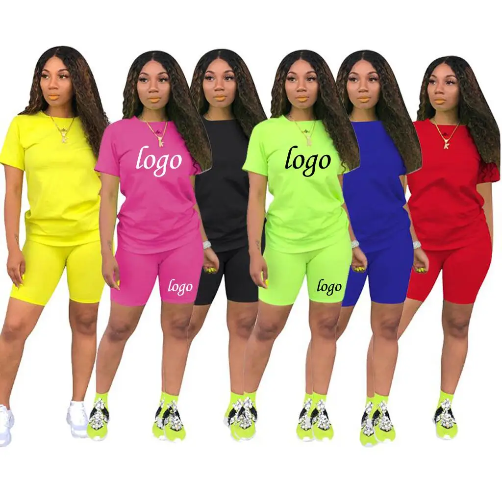 New Arrive Summer Hot Sell 7colors Women Casual Two Piece Blank Short Tracksuits Outfits 2 Piece Jogger Set