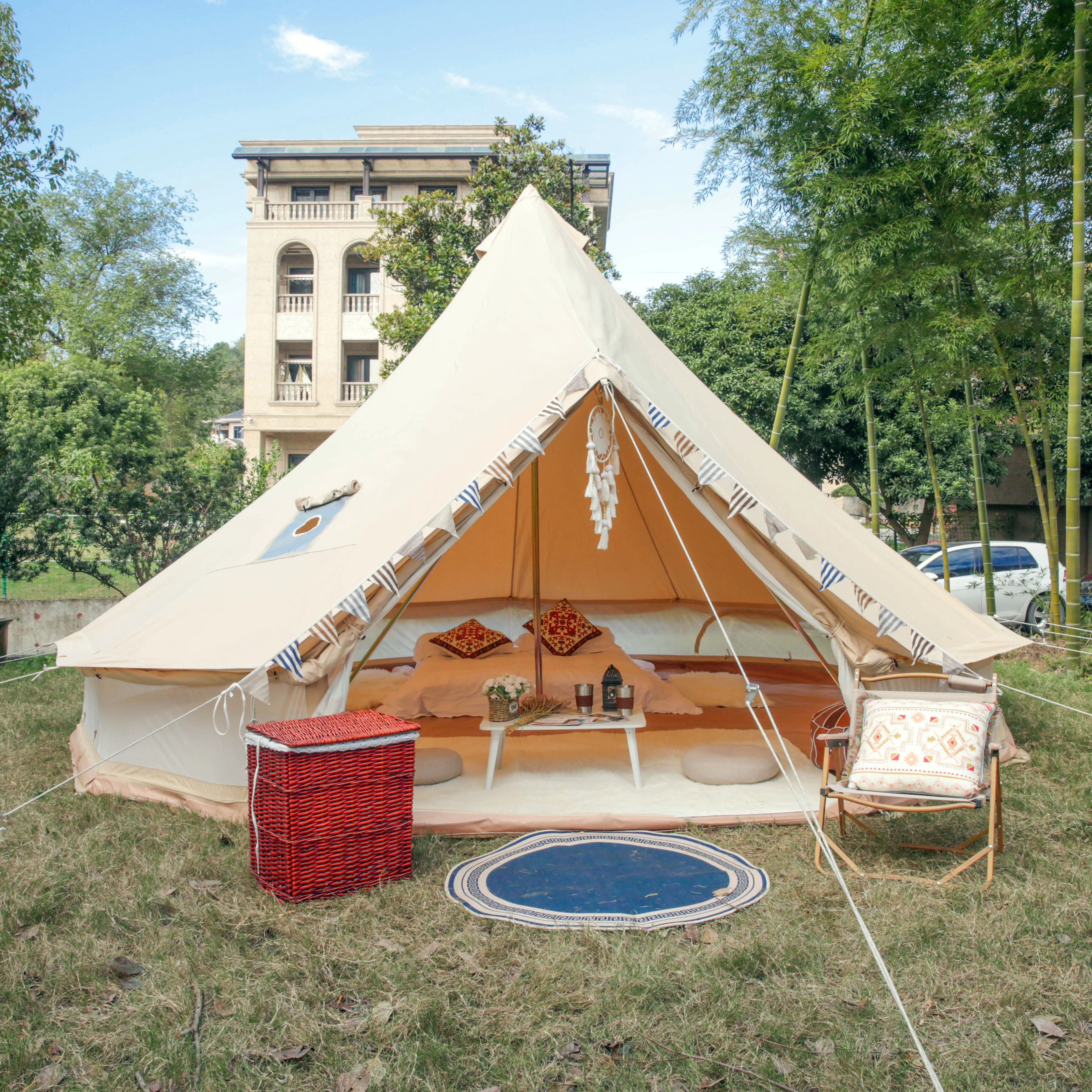 Палатка-колокольчик в традиционной юрте с алюминиевой рамой из хлопка и холста роскошная палатка для кемпинга на открытом воздухе 12 человек водонепроницаемая