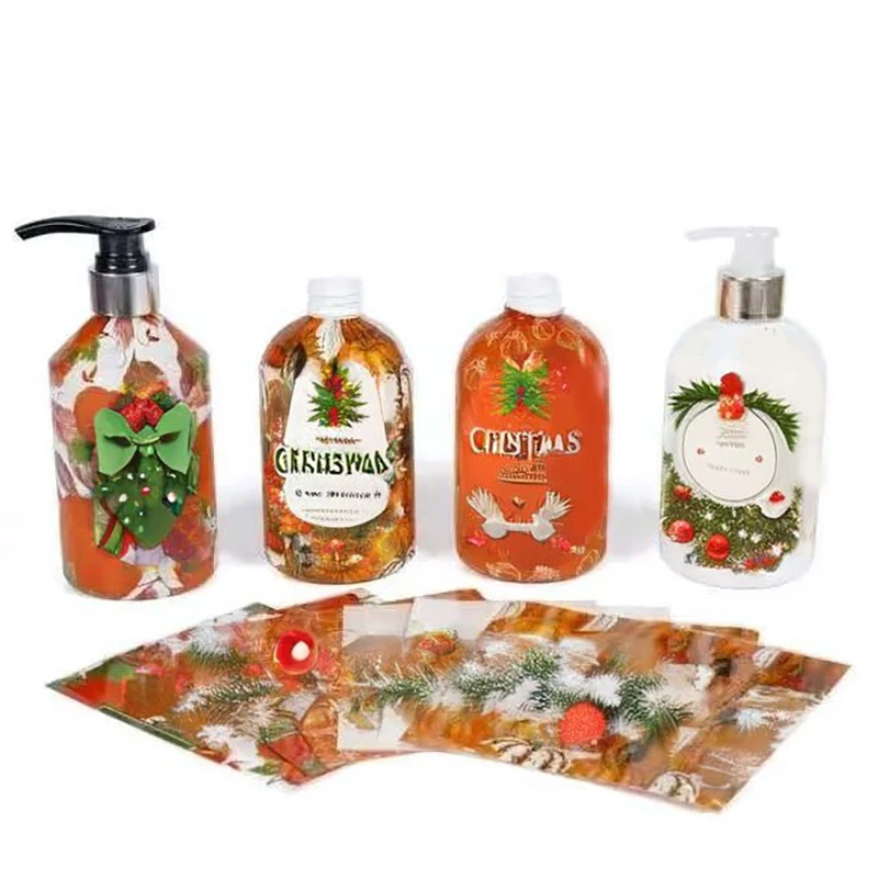 China Custom Printed PET PVC Plastic Film Label Cosmetics Heat Shrink Sleeve Wrap For Detergent Shampoo Skin Care Plastic Bottle