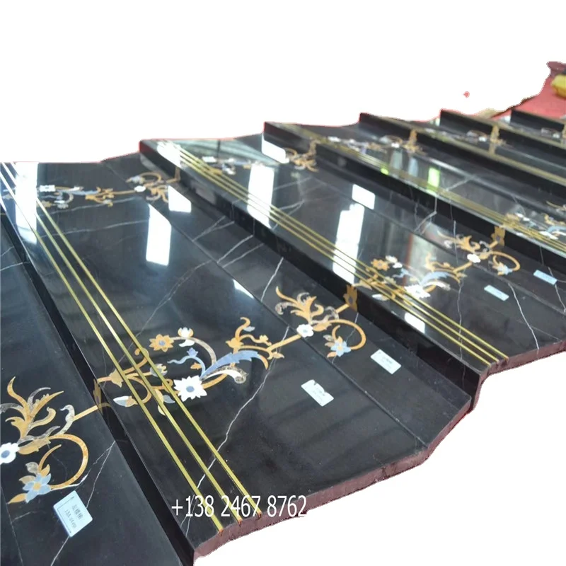 Hotel Lobby flooring marble Luxury Grand Stair Unique onyx Flooring Marble Water jet medallion for floor and stair