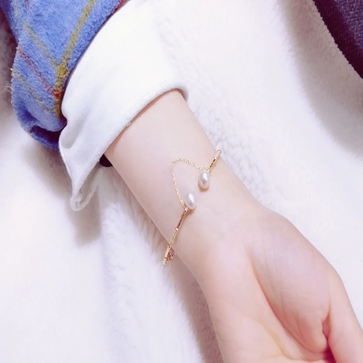 Feirun 9-10mm AA+  edison baroque Real natural cowrie shell jewelry freshwater pearl bracelet pearl bead bracelet for women