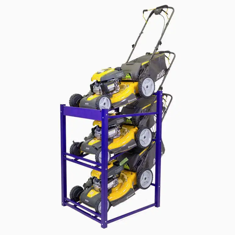 Custom Garage Heavy Duty Metal Lawn Mower Display Rack Weedeater Organization Rack
