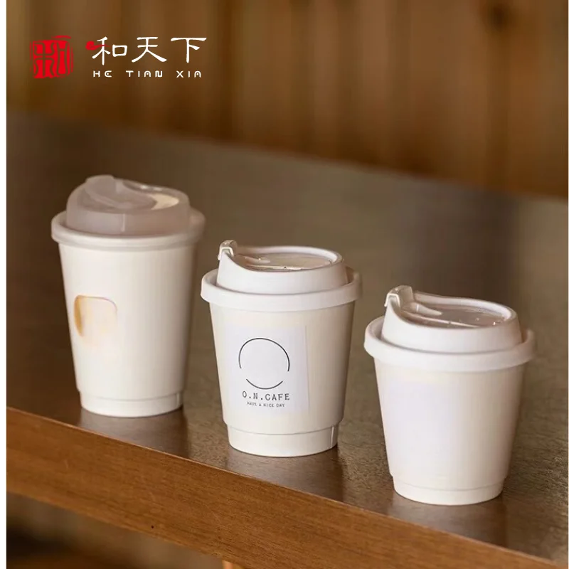 Wholesale hot drink coffee cups custom printed single wall disposable paper cup with lids