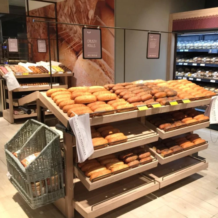 Деревянная стеклянная витрина Kainice на заказ стенд для хлеба пекарни шкаф