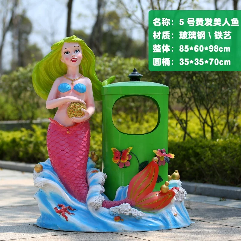 Life Size Outdoor Trash Can Bins Decoration Cartoon Statue Trash Micky And Minny Character Theme Park Trash For Children Style