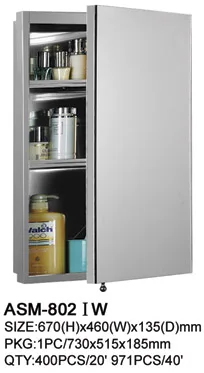 Bathroom 304 Stainless Steel Mirror Cabinet Decorate Cabinet With Storage Space