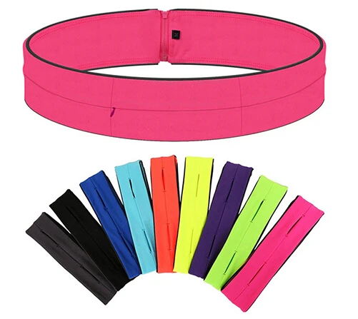 Custom Fitness Activities Zip Pockets Flip Waist Belt Key Clip Fits iPhones Sam sung Running Belt Cycling Hiking Gym Sports belt