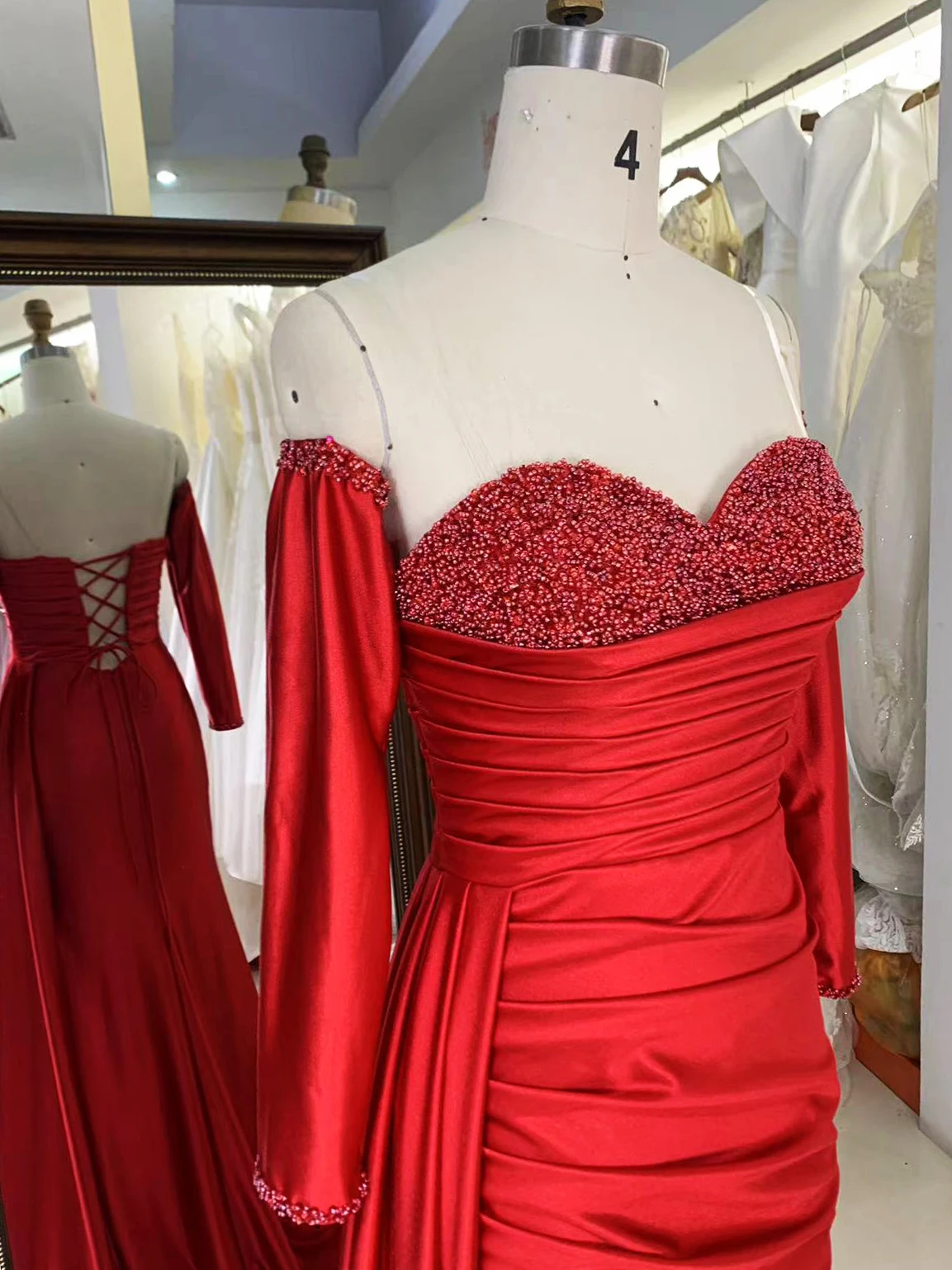 New luxury wholesale long sleeve prom dresses beading long gowns evening women for teen girls 2025