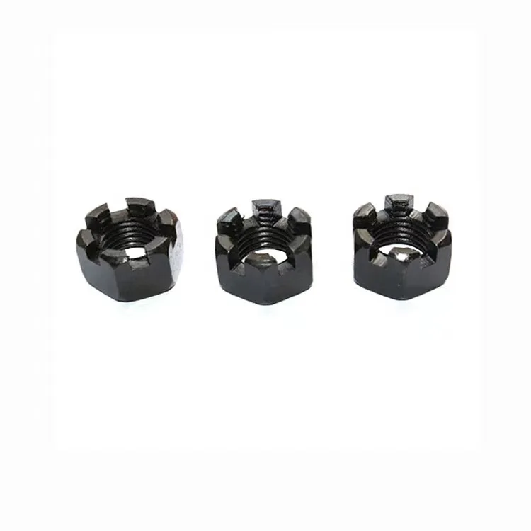 OEM Customized Services Good Quality Carbon Steel Black Slotted Hex Castle Nut