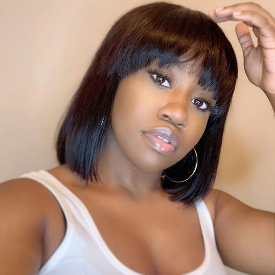 Wholesale Virgin Remy Human Hair Wigs  Brazilian Hair Wigs For Black Women Short Bob Straight Frontal Lace Wig 8-16Inch