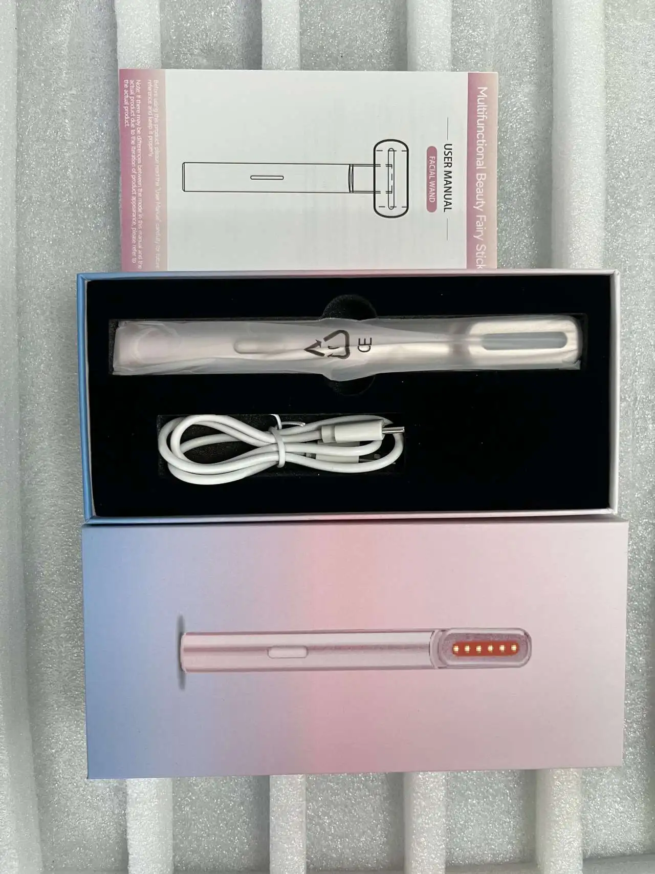 Rotatable EMS Skincare Vibration Face Wand Anti Aging Beauty Equipment LED Eye Massager Pen Red Light Therapy  Skin Renew Device