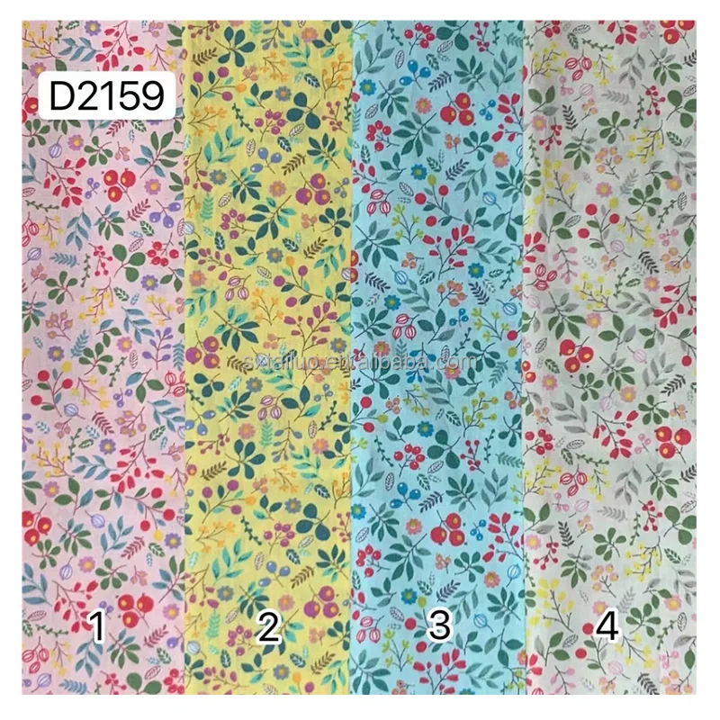 
Cotton poplin print fabric summer thin shirt dress small floral fabric ready stock supply 