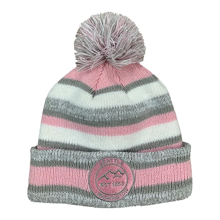 Kids beanie hat for boys girls pom knit hats beanies custom logo winter warm classic toque soft cuffed skull children cap