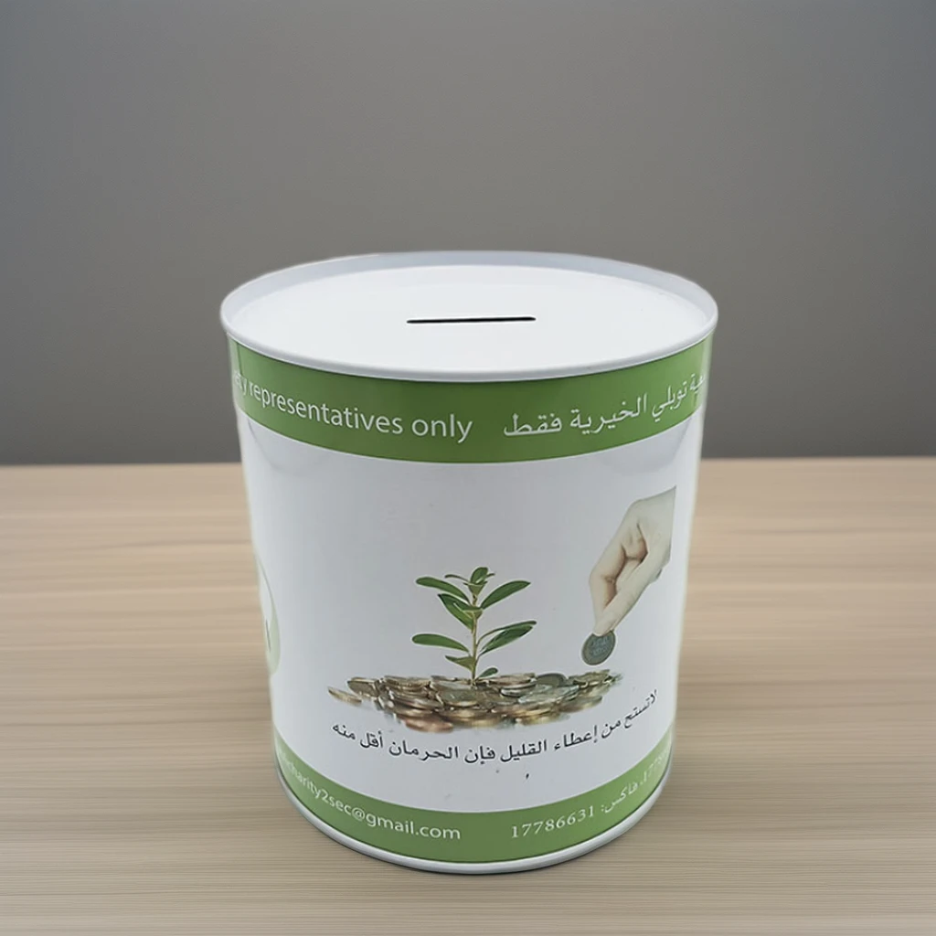 Custom round Metal Piggy Bank Tinplate Money Bank in Wholesale Metal Can Product Category