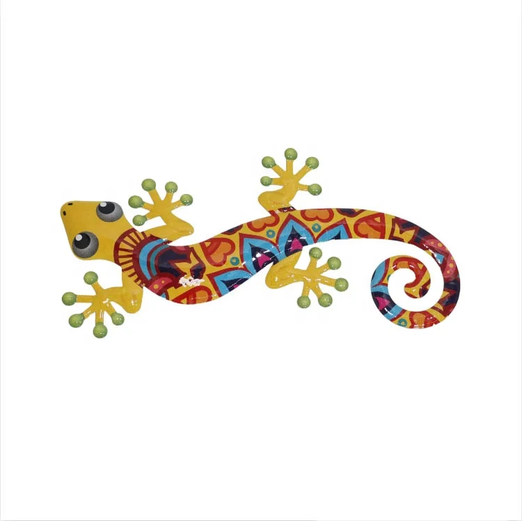 Iron Art Gecko Ornaments Metal Lizard Art Sculpture Wall Fence Hanging Decor