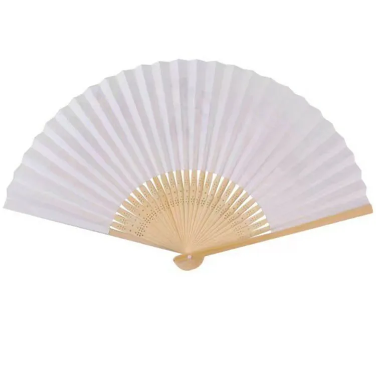 Light Weight Unique Design Plain Custom Wooden Folding Fabric Hand Fans For Wedding