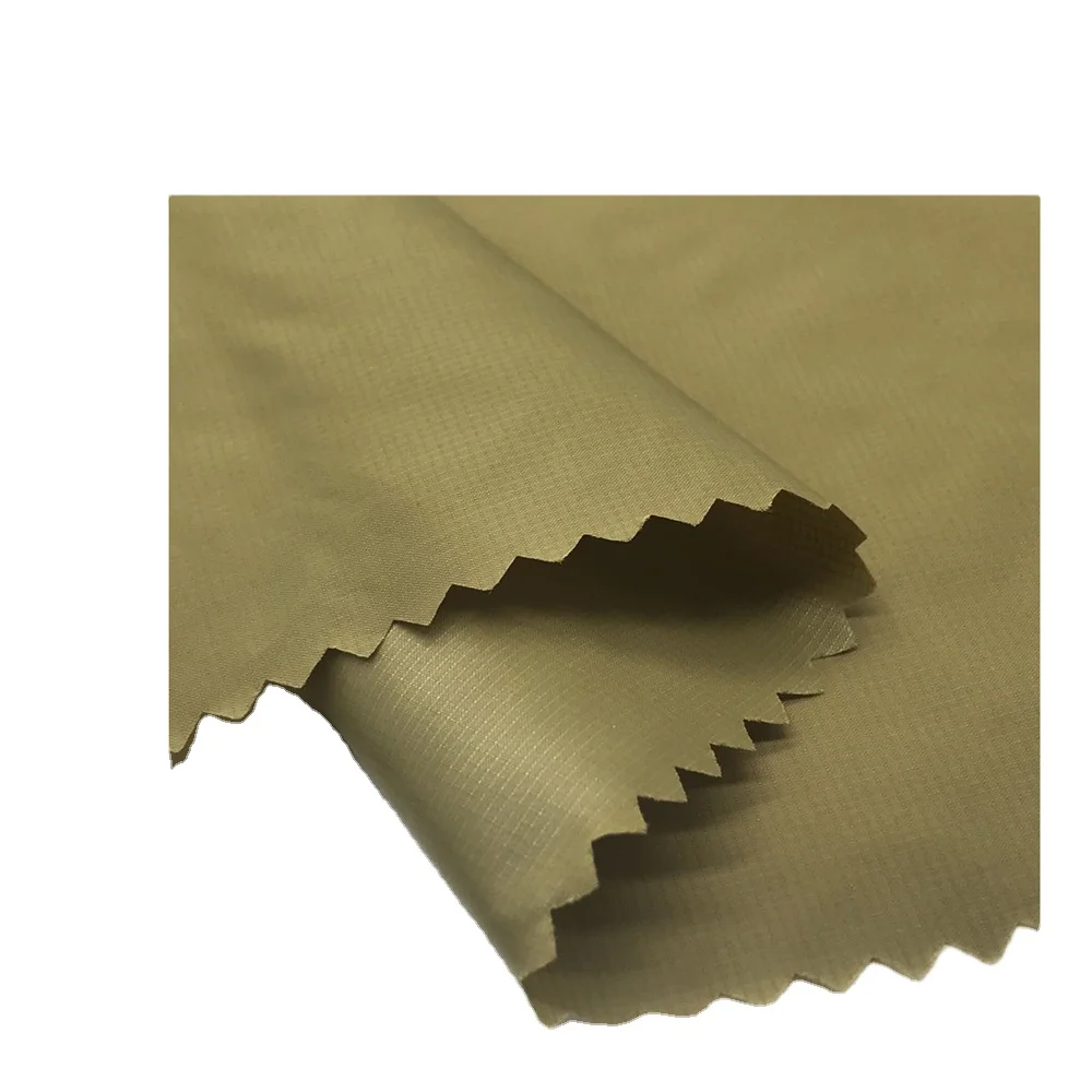 plain nylon taffeta ripstop shiny waterproof 20D 400T oil cire fabric for outdoor jacket down coat