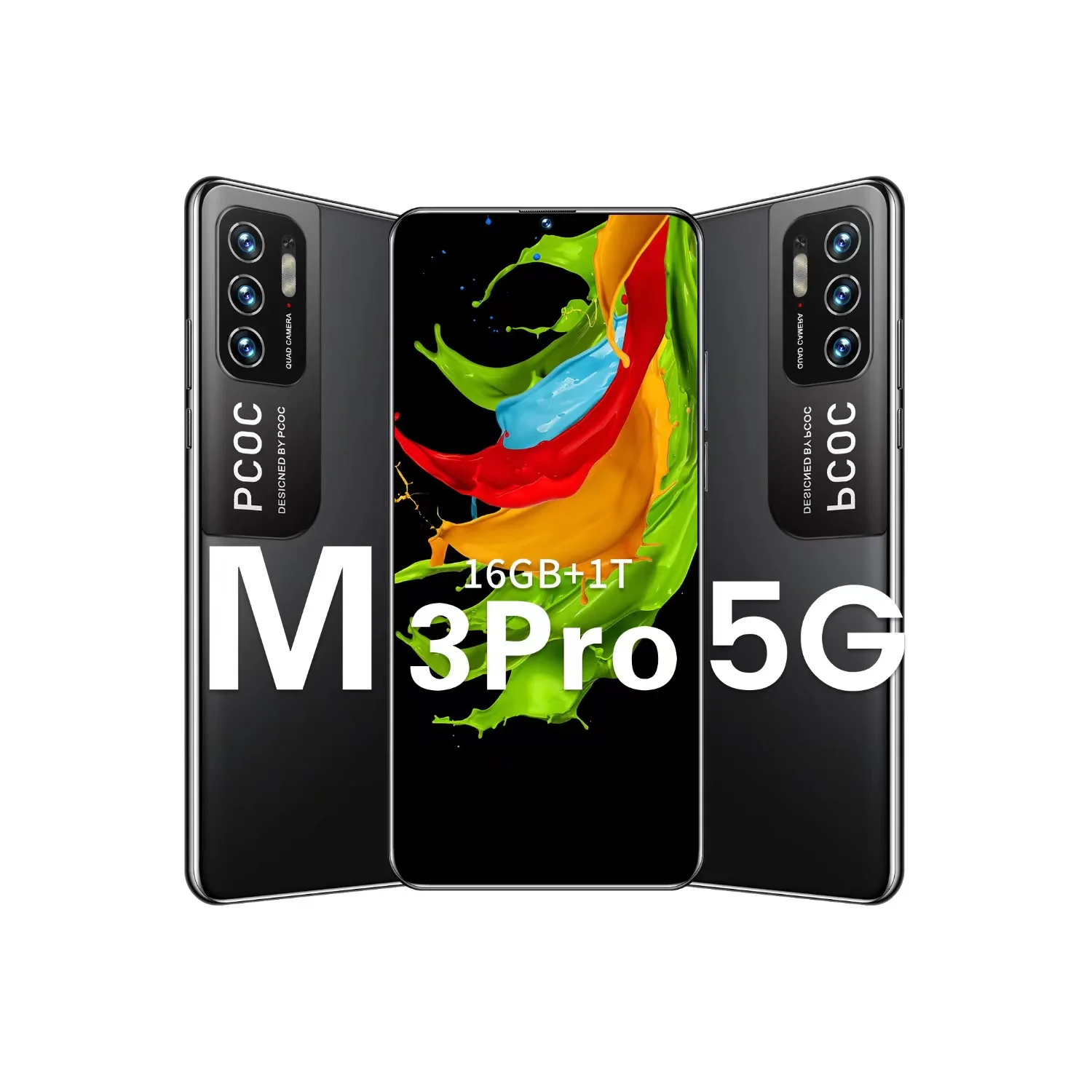 M3 Pro 6.7 Inch Wholesale Mobile Phone 16GB RAM 1TB ROM Android Phone Cellphone Face ID Deca Core WPS Office Fingerprint ID